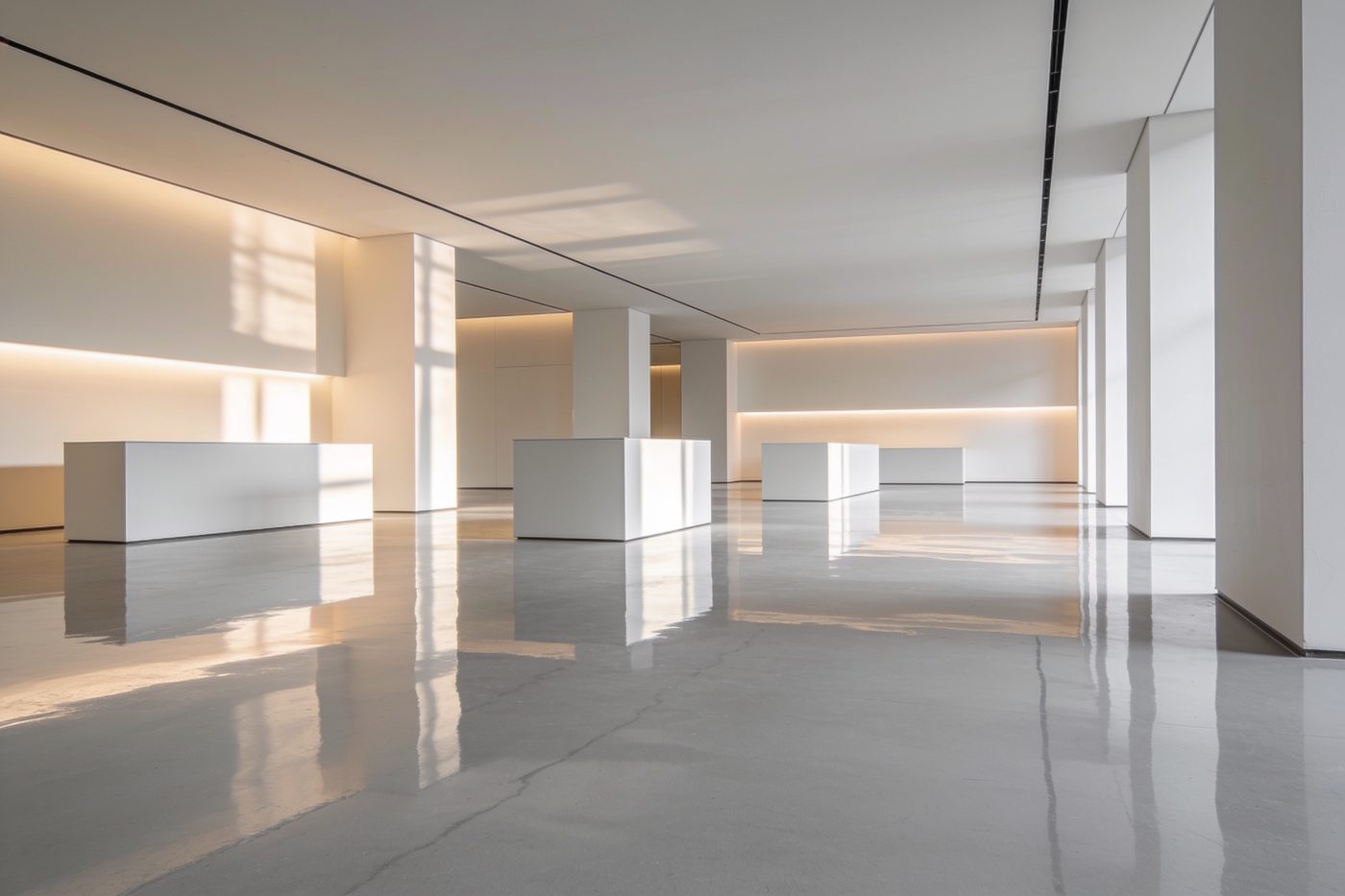 Epoxy floor in a commercial showroom